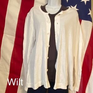 Womens S Wilt white HiLo Laagenlook cardigan Knit Button Up Sweater